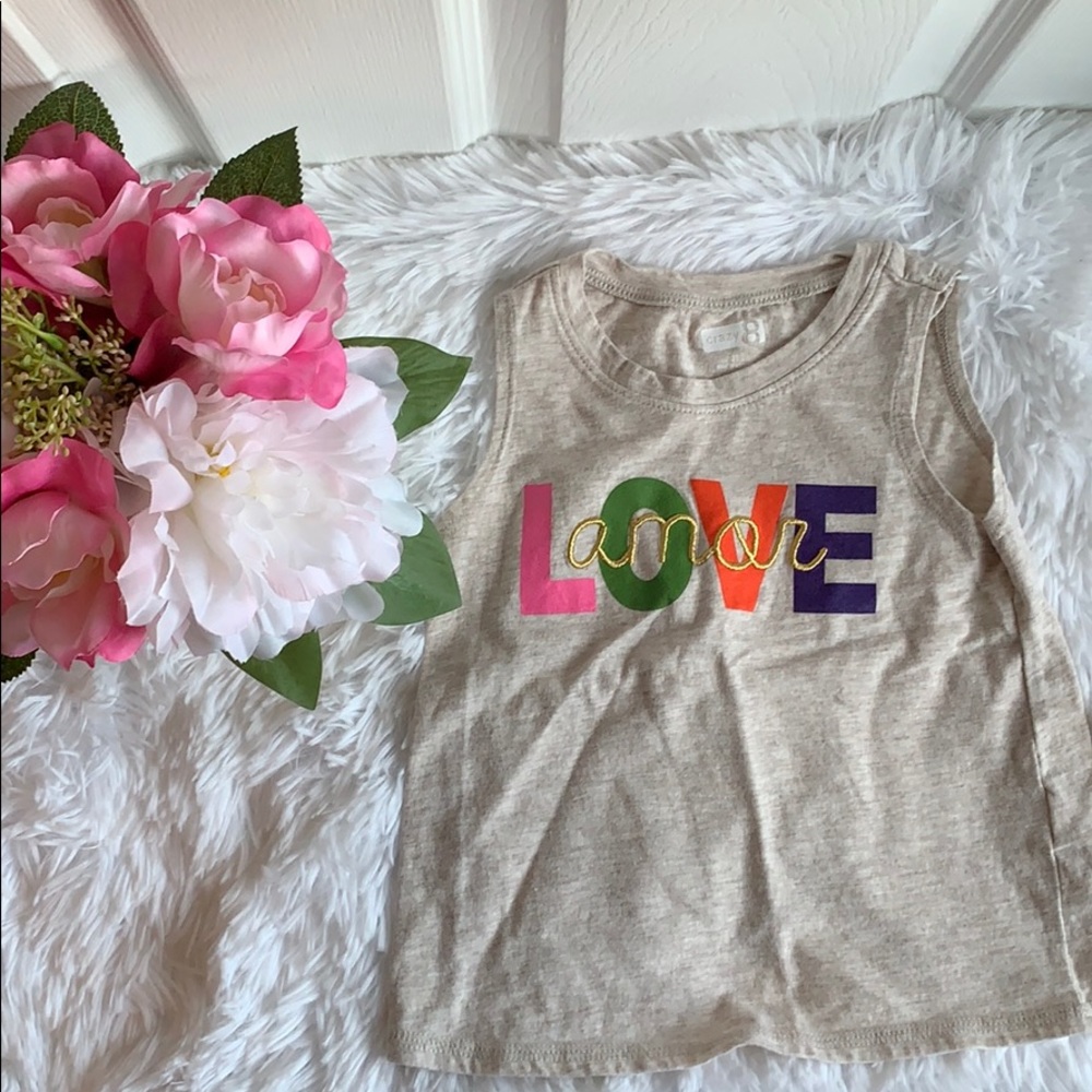 EUC Crazy 8 love beige gray tank top 3t